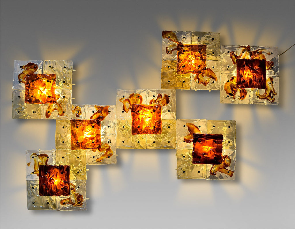 Venini Patchwork Hand Blown Wall Lamp by Toni Zuccheri - Lighting