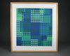 Victor Vasarely signed Op Art composition in Blue and Green - Art