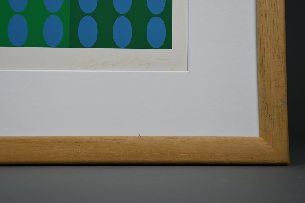 Victor Vasarely signed Op Art composition in Blue and Green - Art