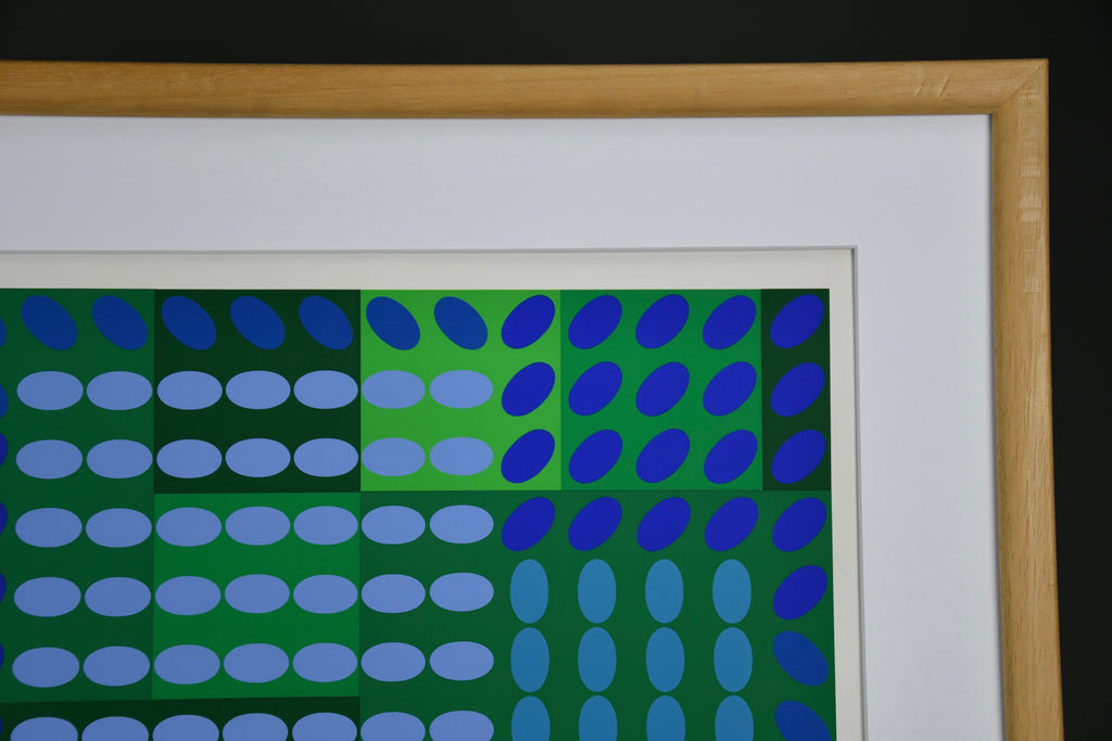 Victor Vasarely signed Op Art composition in Blue and Green - Art