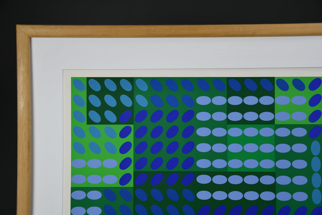 Victor Vasarely signed Op Art composition in Blue and Green - Art