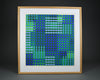 Victor Vasarely signed Op Art composition in Blue and Green - Art