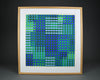 Victor Vasarely signed Op Art composition in Blue and Green - Art