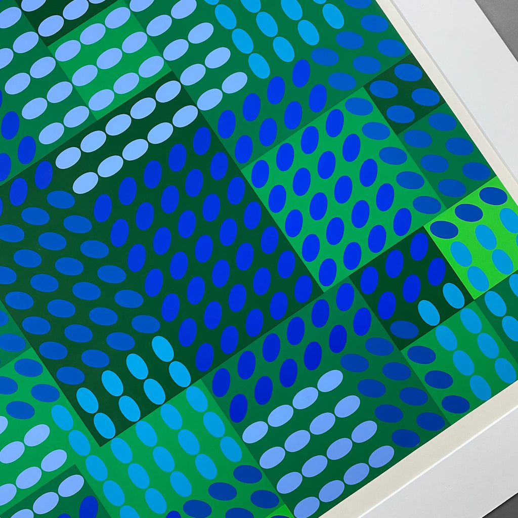 Victor Vasarely signed Op Art composition in Blue and Green - Art