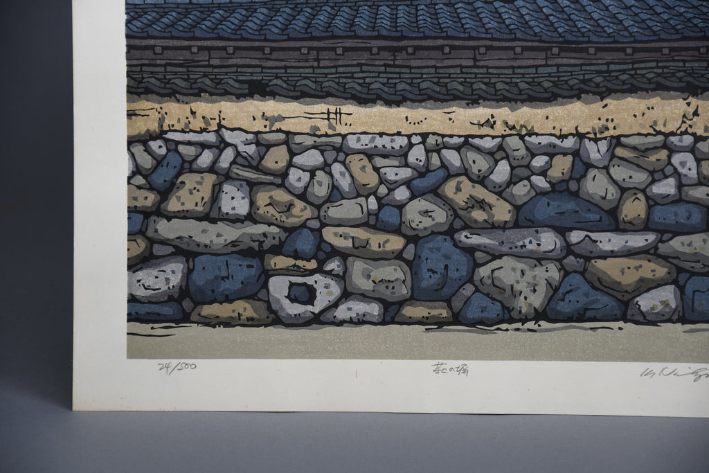 Wall in Hagi traditional Japanese contemporary woodblock print. - Art