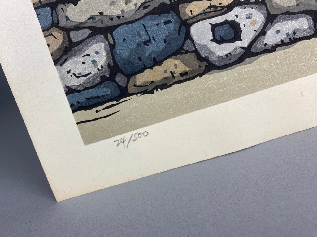 Wall in Hagi traditional Japanese contemporary woodblock print. - Art