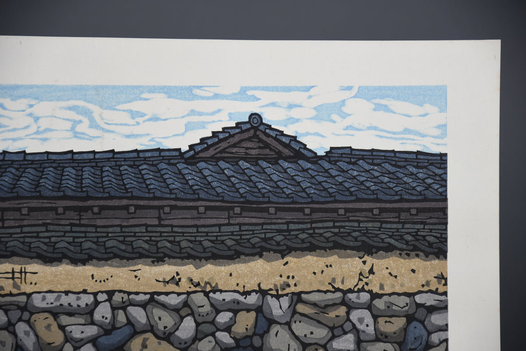 Wall in Hagi traditional Japanese contemporary woodblock print. - Art