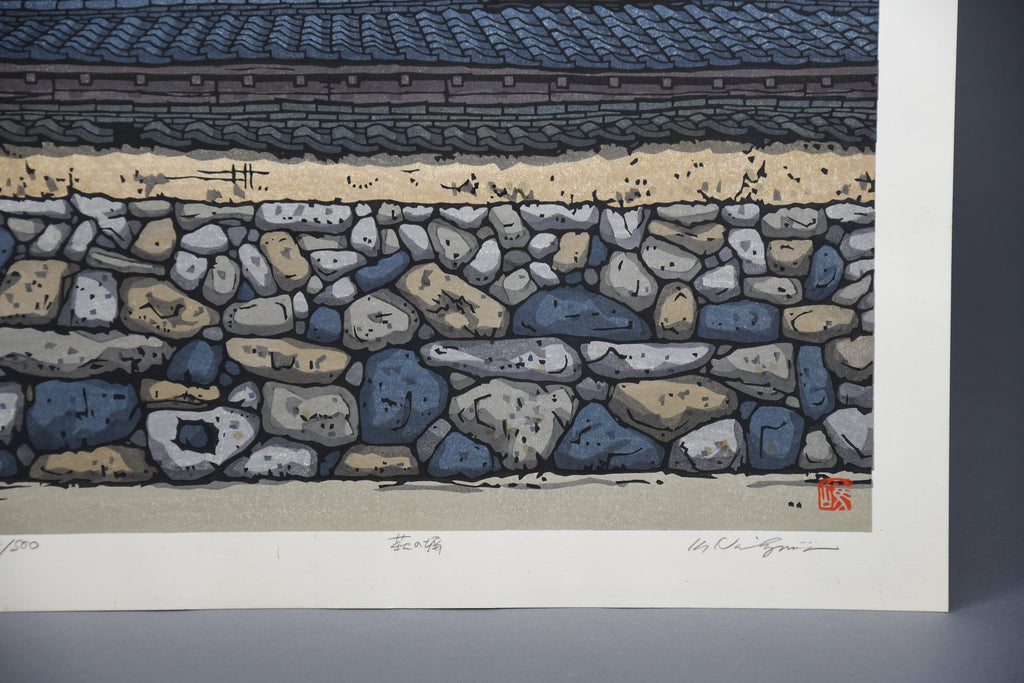 Wall in Hagi traditional Japanese contemporary woodblock print. - Art