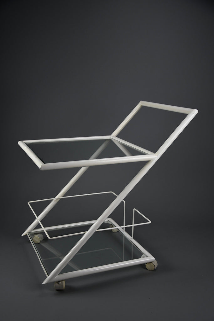 White 1960s Dutch modernist serving bar trolley - Furniture