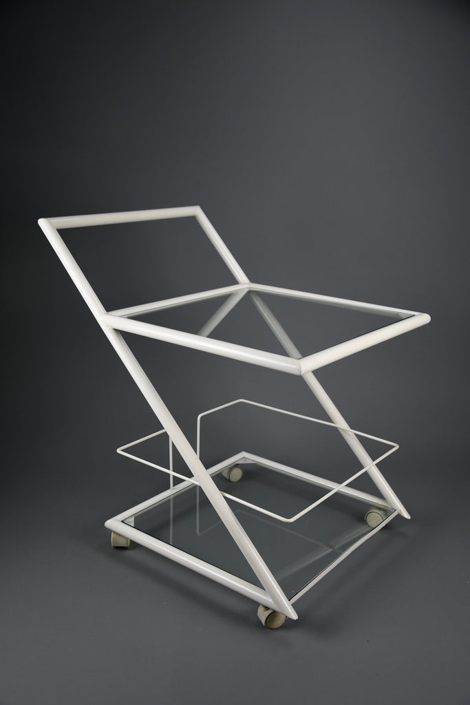 White 1960s Dutch modernist serving bar trolley - Furniture