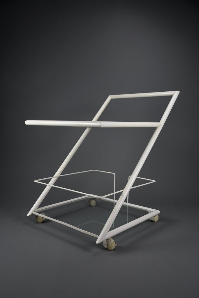 White 1960s Dutch modernist serving bar trolley - Furniture