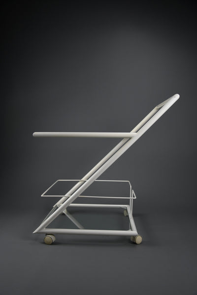 White 1960s Dutch modernist serving bar trolley - Furniture