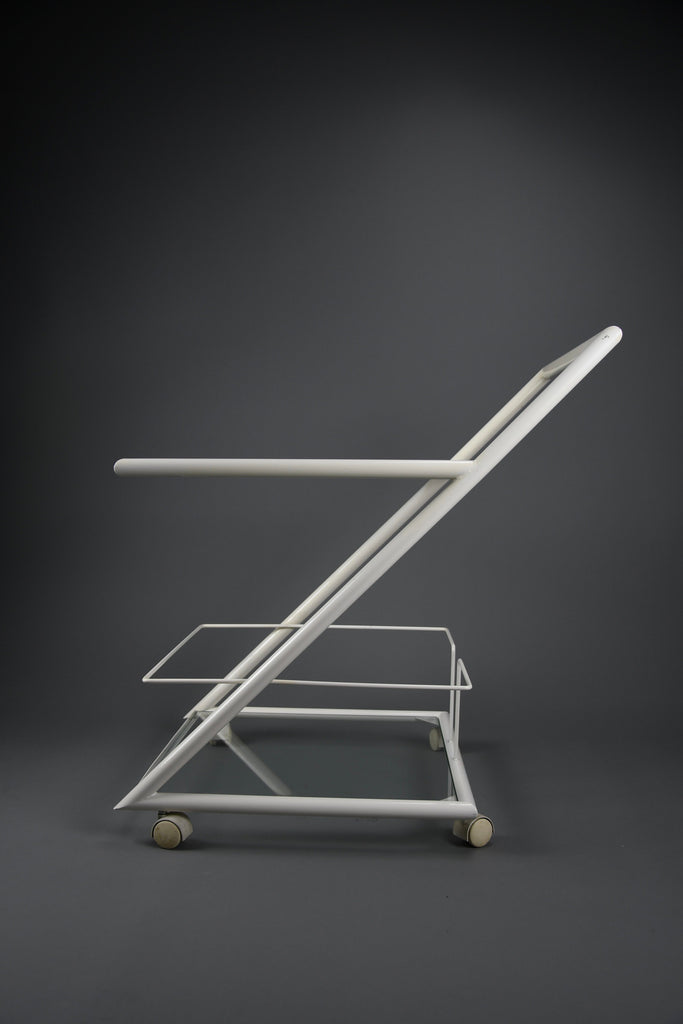 White 1960s Dutch modernist serving bar trolley - Furniture