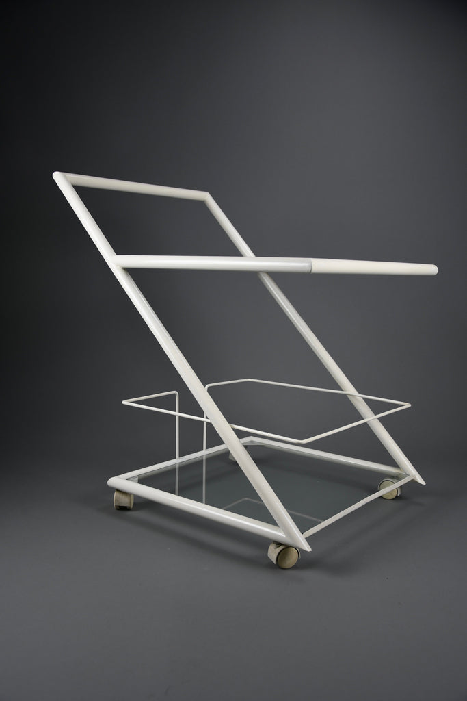 White 1960s Dutch modernist serving bar trolley - Furniture