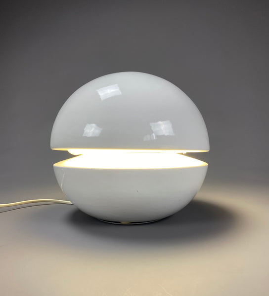 White Ceramic Mid-Century Modern Round Italian Table Lamp - Lighting