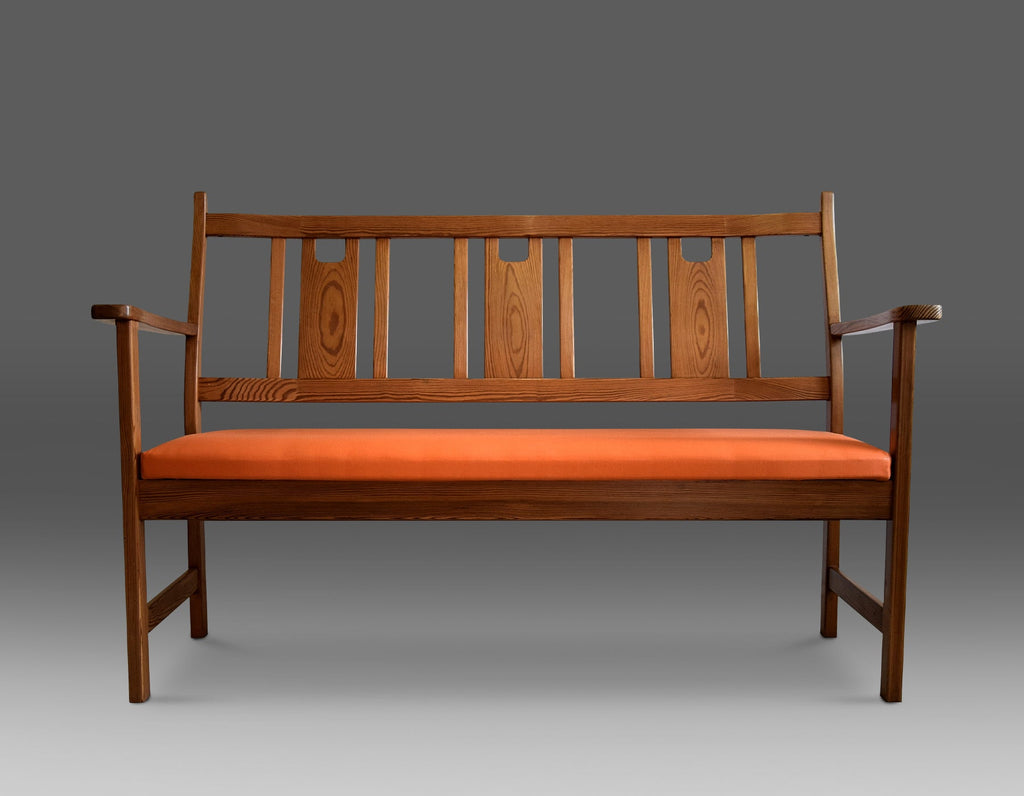 Yngve Ekström Orange and Brown Pine Two-Seat Bench - Furniture