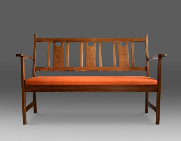 Yngve Ekström Orange and Brown Pine Two-Seat Bench - Furniture