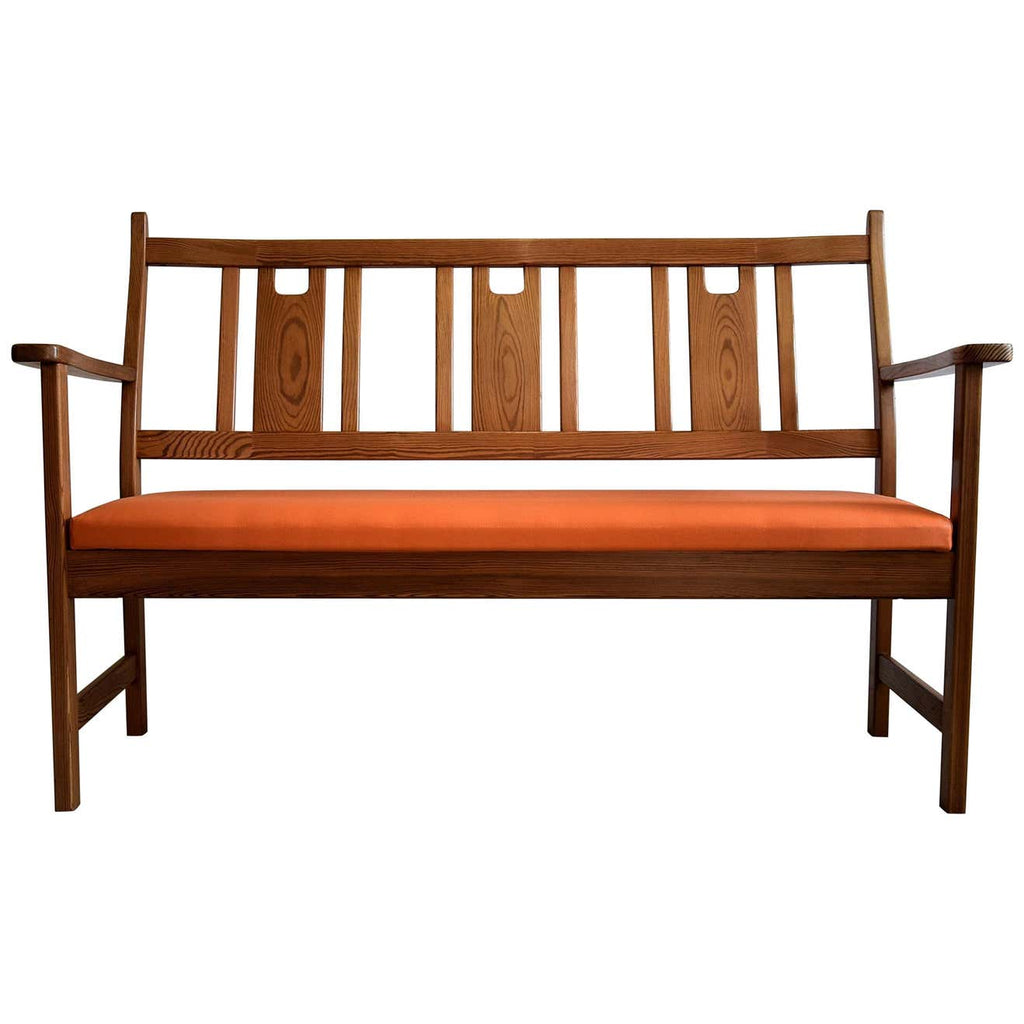 Yngve Ekström Orange and Brown Pine Two-Seat Bench - Furniture