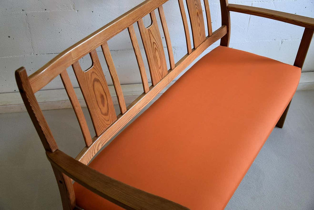 Yngve Ekström Orange and Brown Pine Two-Seat Bench - Furniture