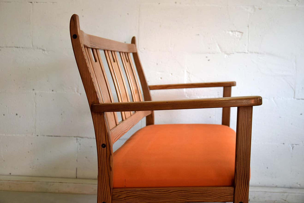 Yngve Ekström Orange and Brown Pine Two-Seat Bench - Furniture