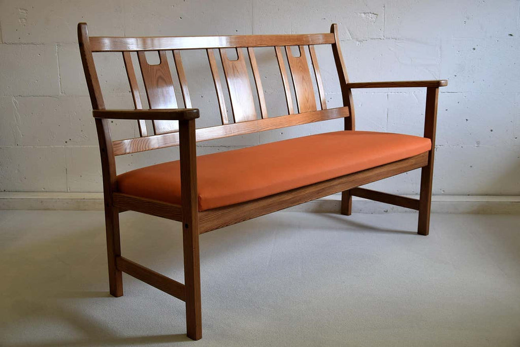 Yngve Ekström Orange and Brown Pine Two-Seat Bench - Furniture