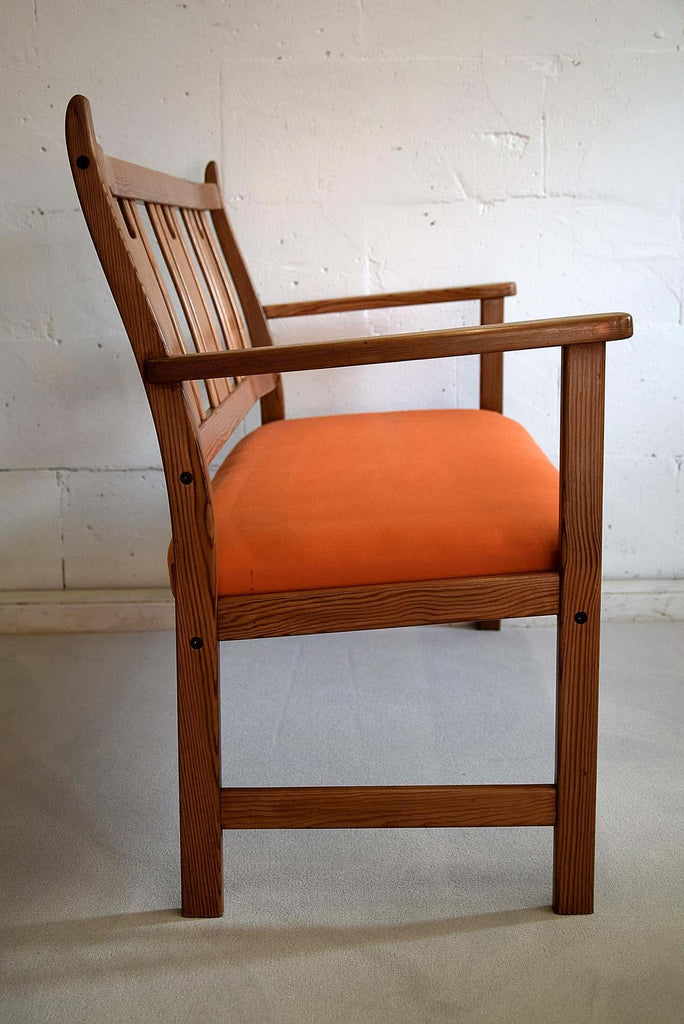 Yngve Ekström Orange and Brown Pine Two-Seat Bench - Furniture