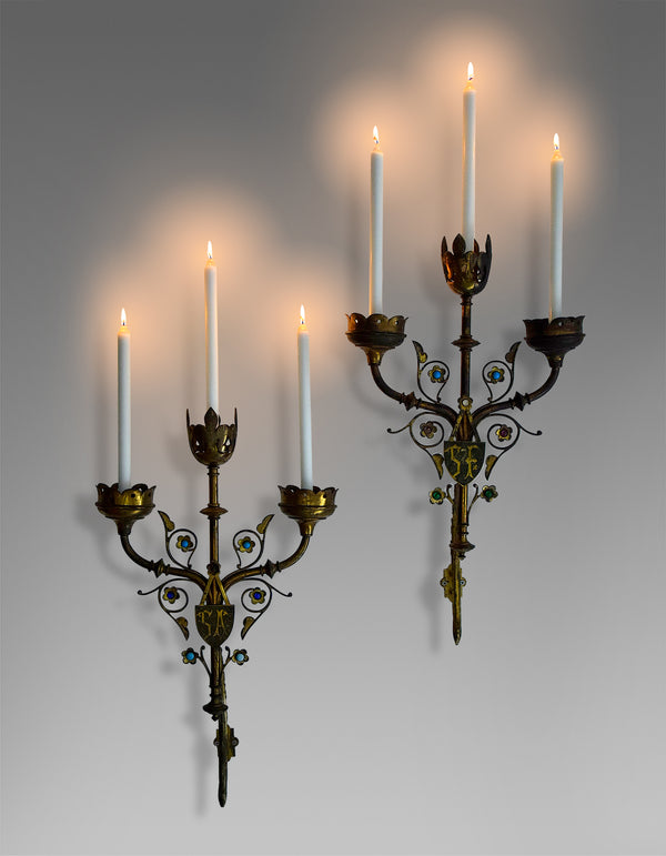 Pair of Neoclassical 19th Century Wall Candleholders