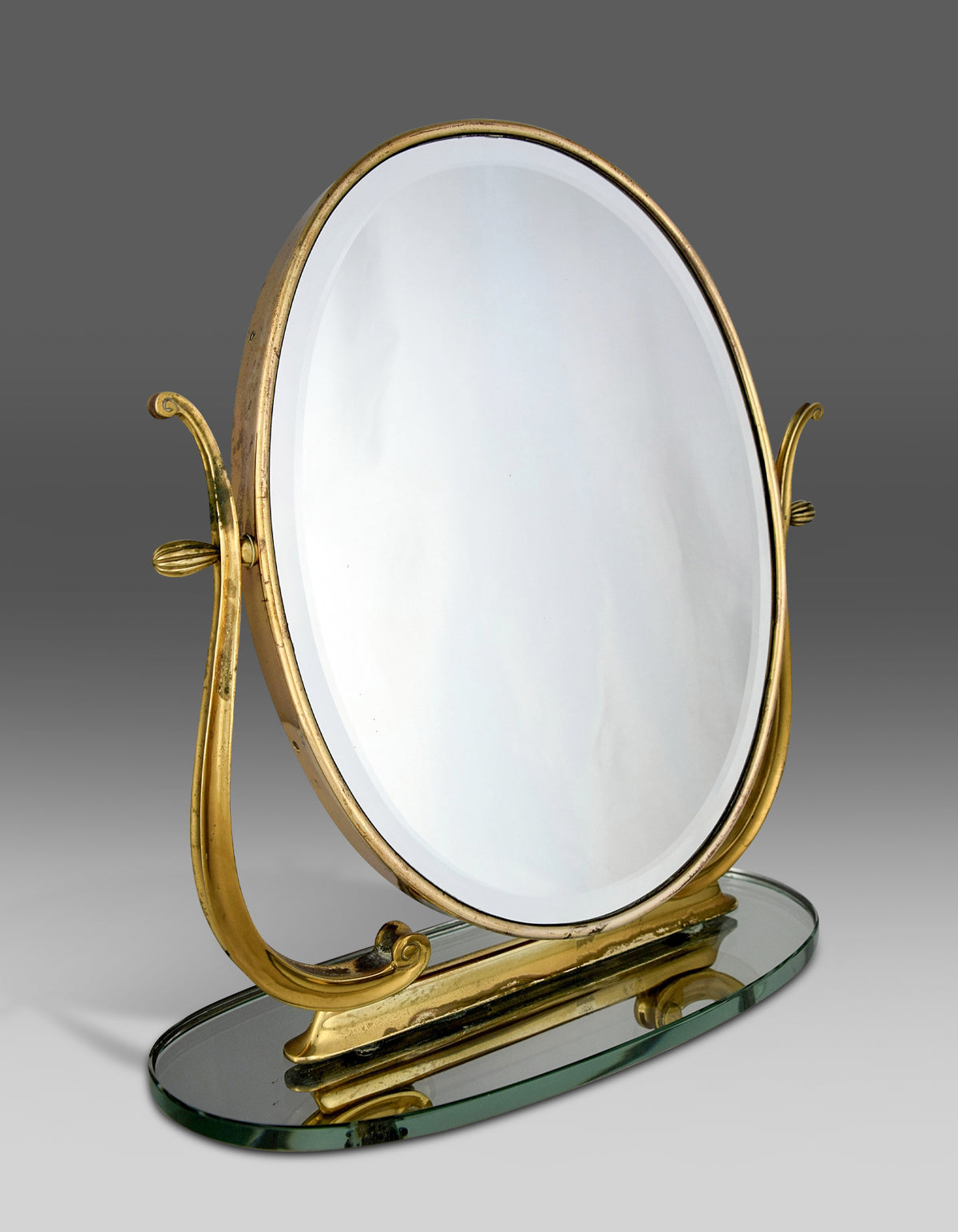 Midcentury Italian Brass Vanity or Tabletop Mirror– Vintage Objects Midcentury Italian Brass Vanity or Tabletop Mirror– Vintage Objects