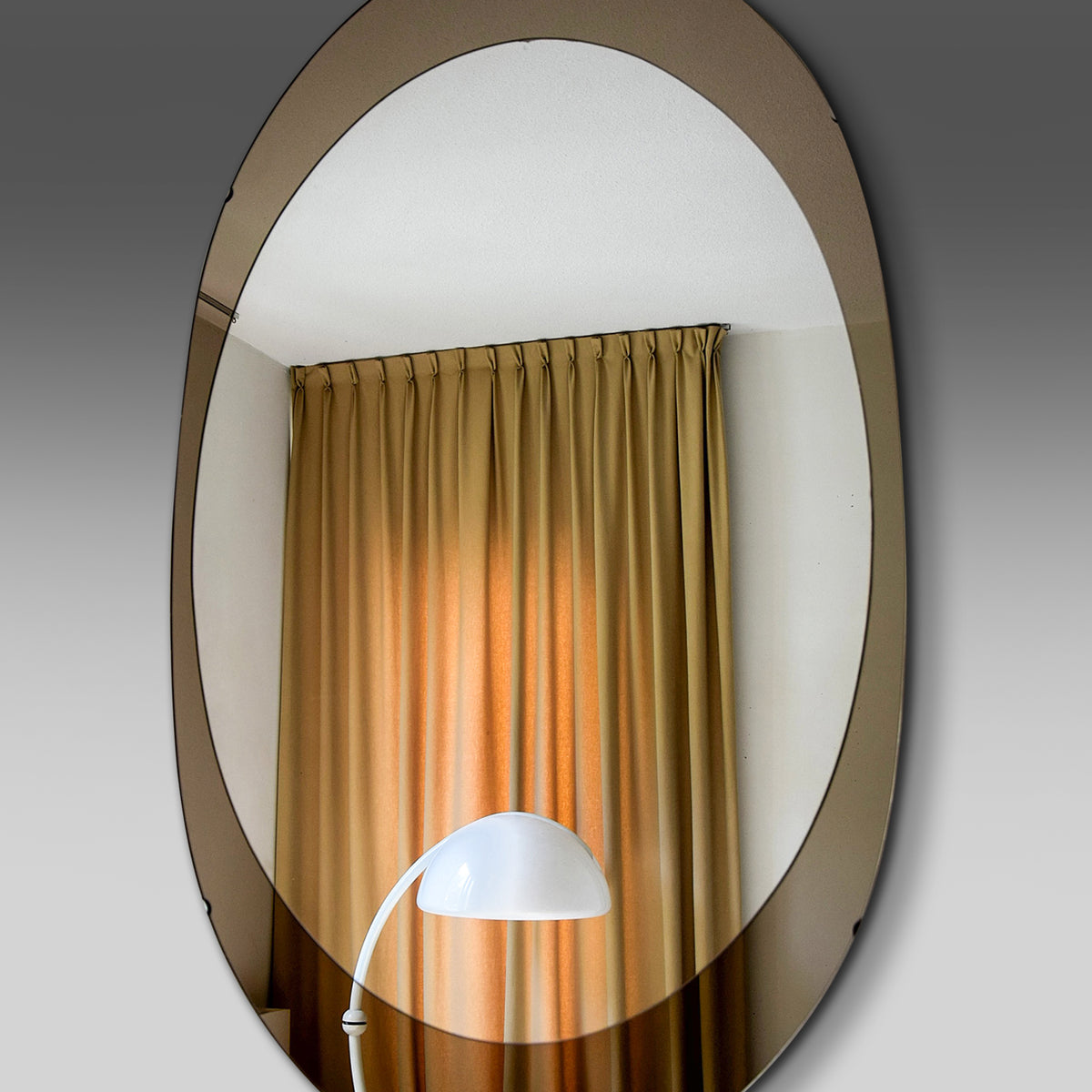Large Italian Oval Mid Century Modern Mirror by Cristal Arte