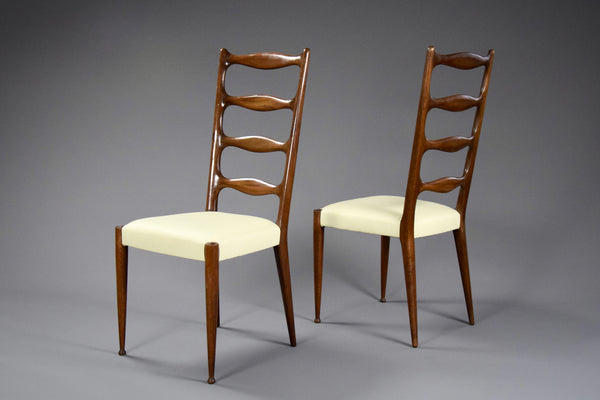 5 Italian Mid Century Walnut Dining Chairs by Paolo Buffa