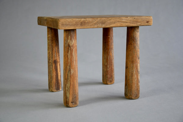 French Mid-Century Modern Pine Stool in the Style of Charlotte Perriand